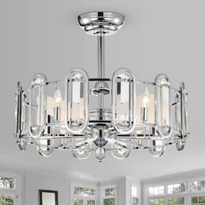 26 in. Smart Indoor Chrome Ceiling Fan with Remote Control 3 Blades Reversible Quiet DC Motor Crystal Chandelier Fan