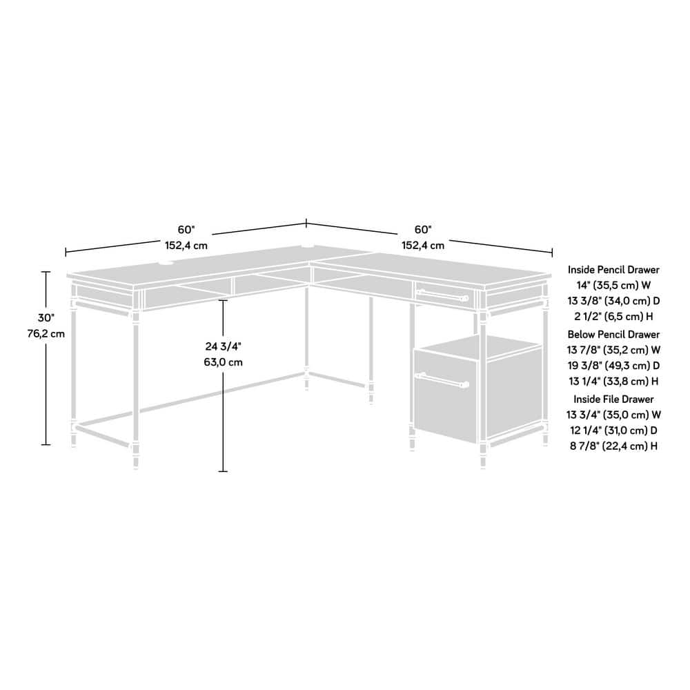 Brown Wood L-Shaped Computer Desk with Drawer and Filing Cabinet