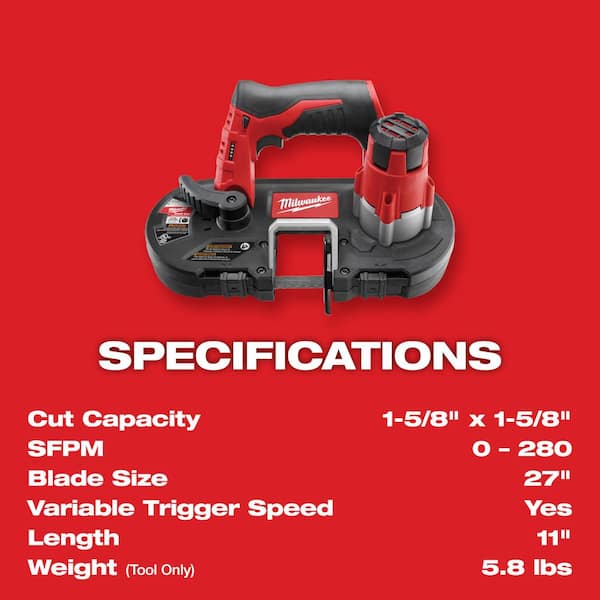 Milwaukee - M12 12V Lithium-Ion Cordless Sub-Compact Band Saw with XC Battery Pack 4.0 Ah and Charger Starter Kit