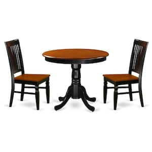 3-Piece Black and Cherry Finish Solid Wood Top - Dining Room Set - Seats 4