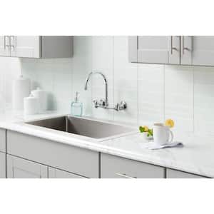 Builders Double-Handle Wall Mount Standard Kitchen Faucet in Polished Chrome