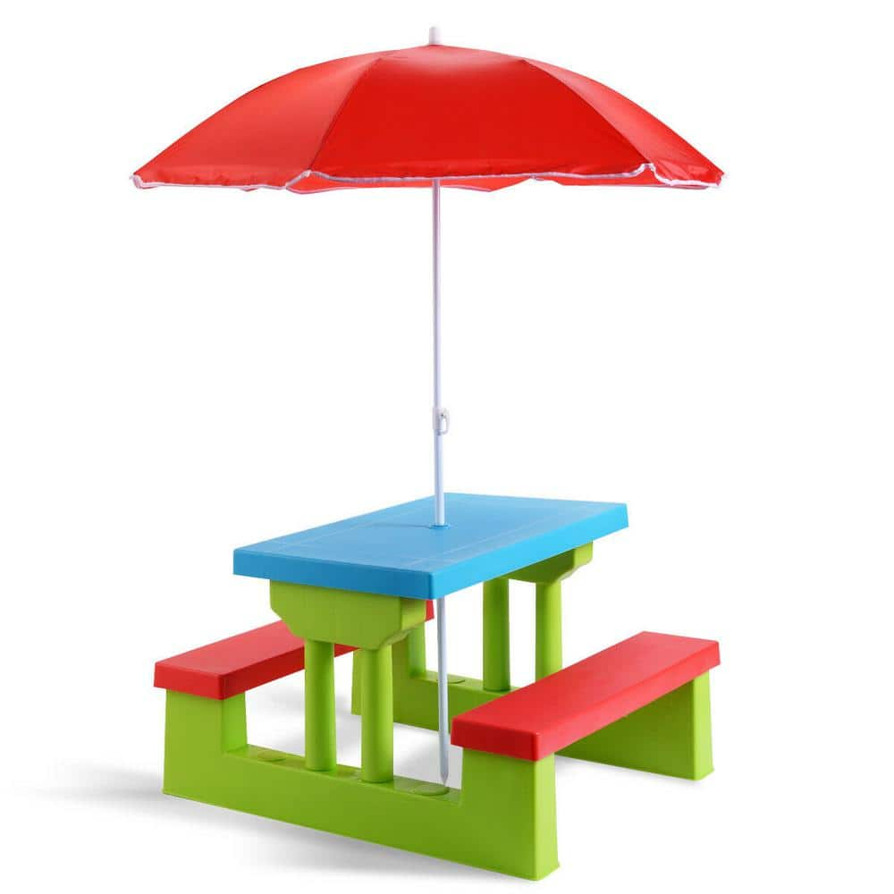 Costway Rectangle Plastic 4 Seat Kids Picnic Table OP70475 The Home Depot   Costway Picnic Tables Op70475 64 1000 