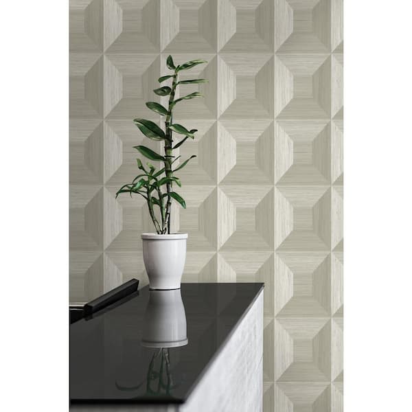 Sand Dollar Squared Away Geometric Embossed Vinyl Unpasted Wallpaper Roll (60.75 sq. ft.)