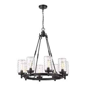 Tahoe 8-Light Matte Black Outdoor Pendant with Clear Glass Shade