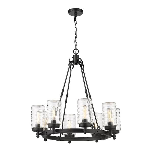 Unbranded Tahoe 8-Light Matte Black Outdoor Pendant with Clear Glass Shade