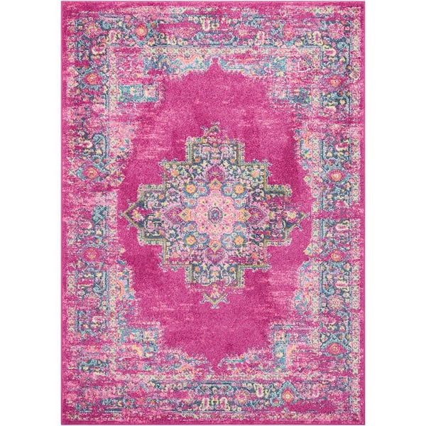 Nourison Passion Fuchsia 4 ft. x 6 ft. Bordered Transitional Area Rug