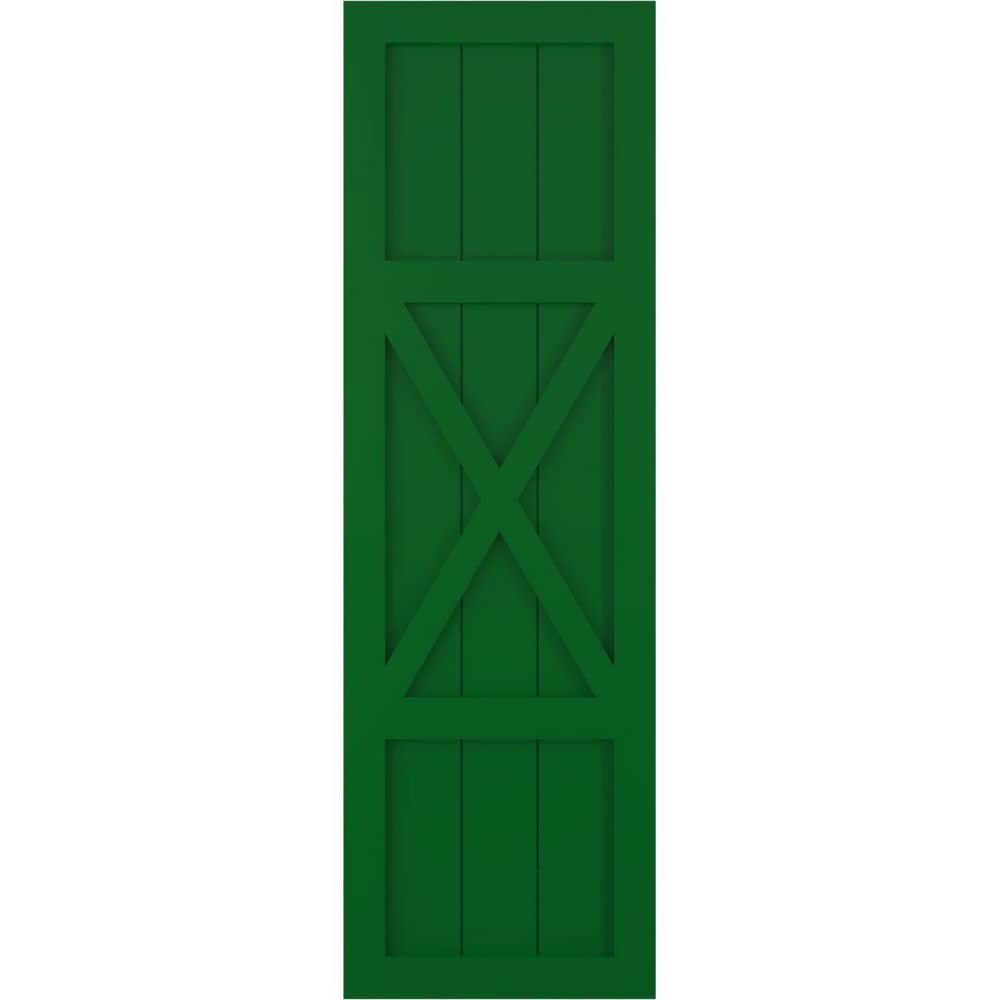 12 in. x 44 in. True Fit PVC Center X-Board Farmhouse Fixed Mount Board and Batten Shutters Pair in Viridian Green price history on PriceWatchPro