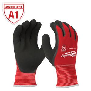 Large Red Latex Level 1 Cut Resistant Insulated Winter Dipped Work Gloves