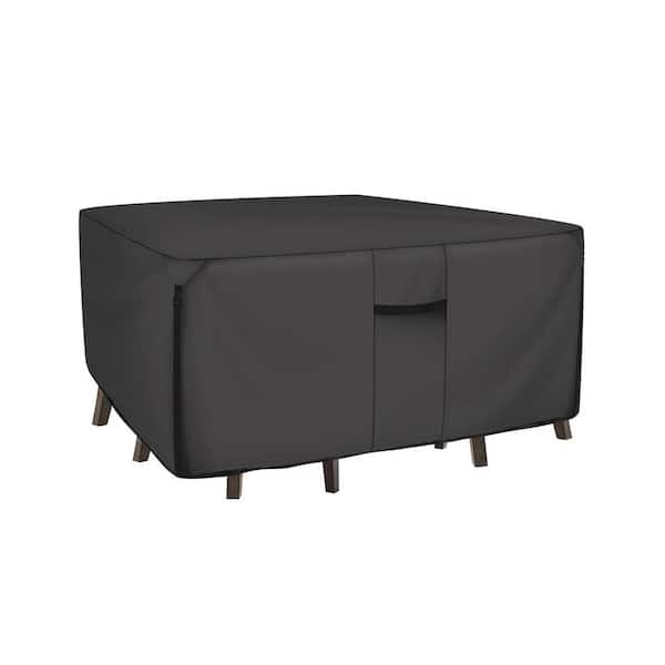 86 Inch Square Black Heavy Duty Waterproof Patio Table and Chair Cover with Air Vents and Elastic Cords