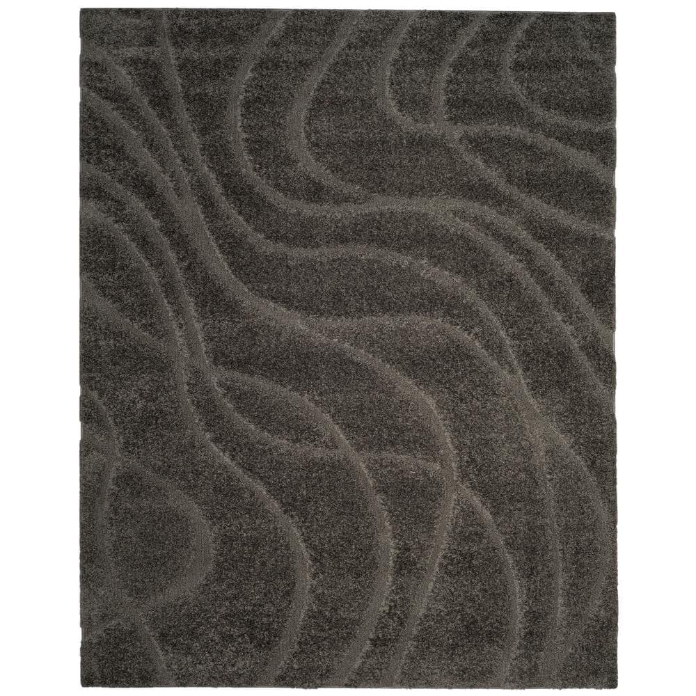 Gray 8' x 10' Handmade Tufted Abstract Shag Rug