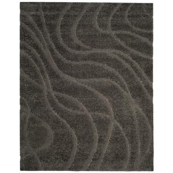 Florida Shag Gray 8 ft. x 10 ft. Solid Area Rug