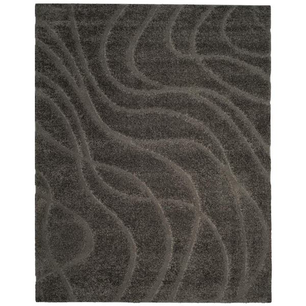 SAFAVIEH Florida Shag Gray 9 ft. x 12 ft. Solid Area Rug