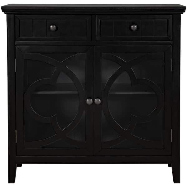 Tileon 35.4 in. W x 11.8 in. D x 35.4 in. H in Black MDF Ready to Assemble Kitchen Cabinet with Solid Wood Frame & Legs
