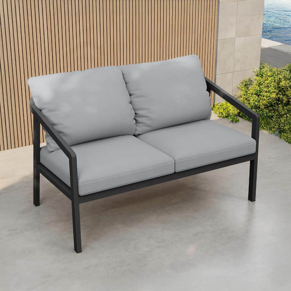 Modern Black Aluminum Loveseat with Gray Cushions price history on PriceWatchPro