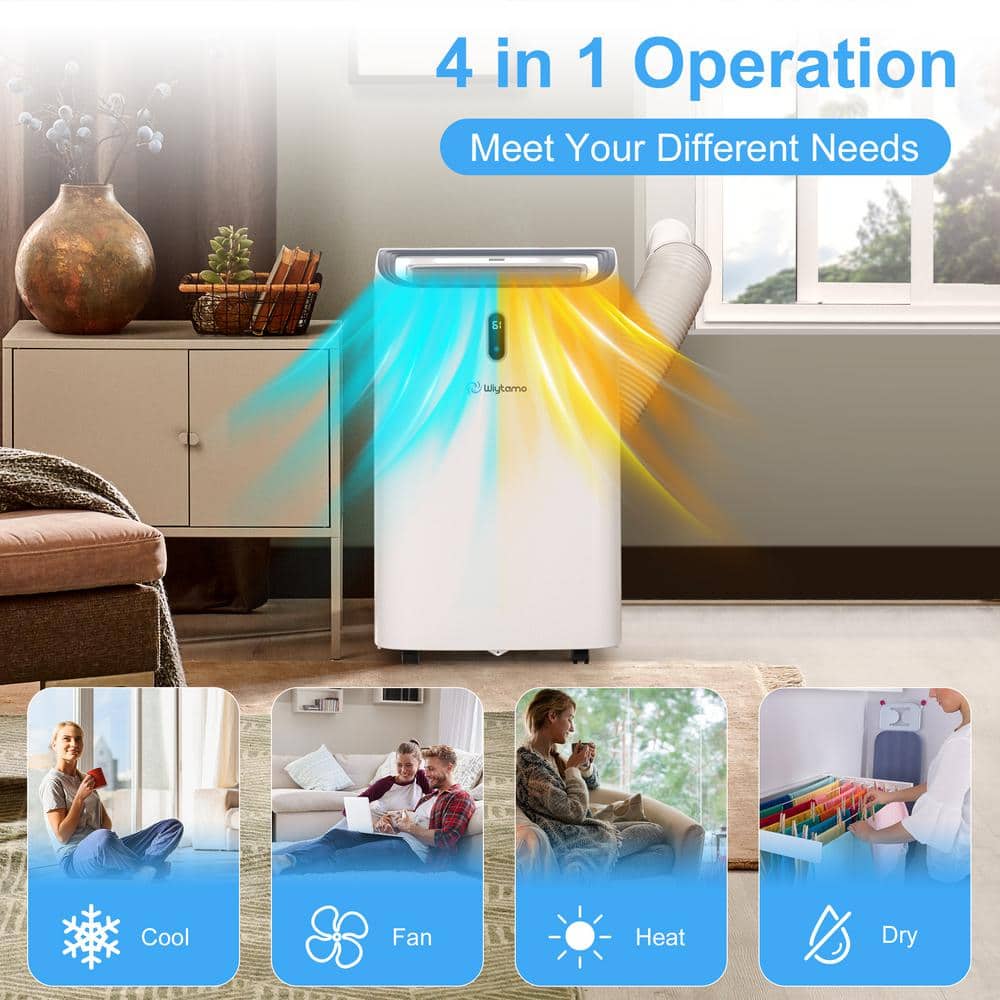 14,000 BTU White Portable Air Conditioner with Heater and Remote