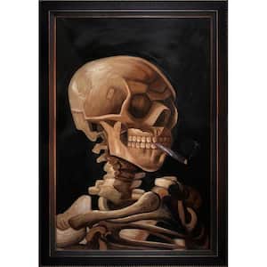 Skull of Skeleton with Cigarette by Vincent Van Gogh Veine Bronze Framed Abstract Oil Painting Art Print 29 in. x 41 in.