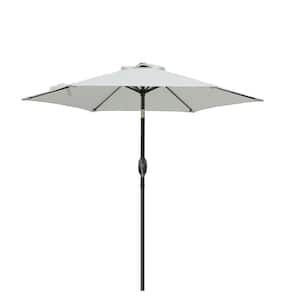 7.5 ft. Aluminum Market Patio Umbrella with Push Button Tilt and Crank in Grey