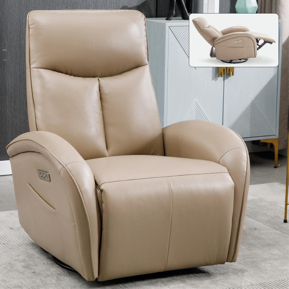 Boyel Living Brown Swivel and Rocker Power Recliner Chair with Lumbar Support Max Swivel Degree 270 with USB and Type C Ports BL CM807BN The Home Depot