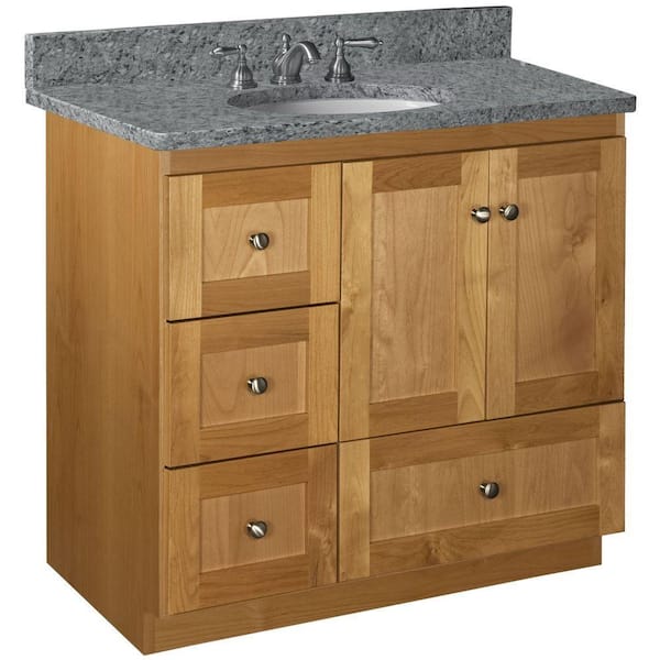 Simplicity by Strasser Shaker 36 in. W x 21 in. D x 34.5 in. H Bath Vanity Cabinet without Top in Natural Alder