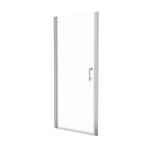30 to 31-3/8 in. W. x 72 in. H Pivot Semi-Frameless Shower Door in Chrome Finish with SGCC Certified Clear Glass