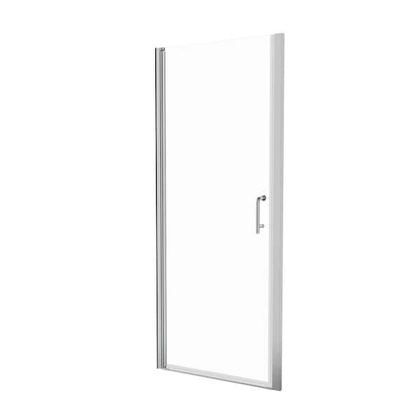 30 to 31-3/8 in. W. x 72 in. H Pivot Semi-Frameless Shower Door in Chrome Finish with SGCC Certified Clear Glass