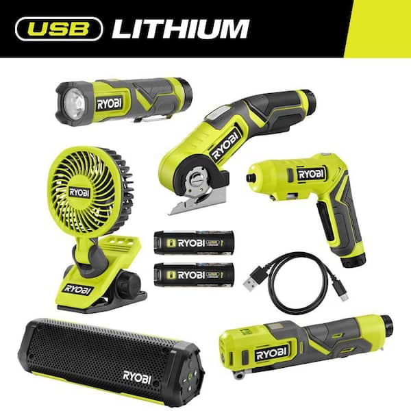 USB Lithium-Ion Cordless 6-Tool Combo Kit with (2) 2Ah Batteries and USB Charging Cable