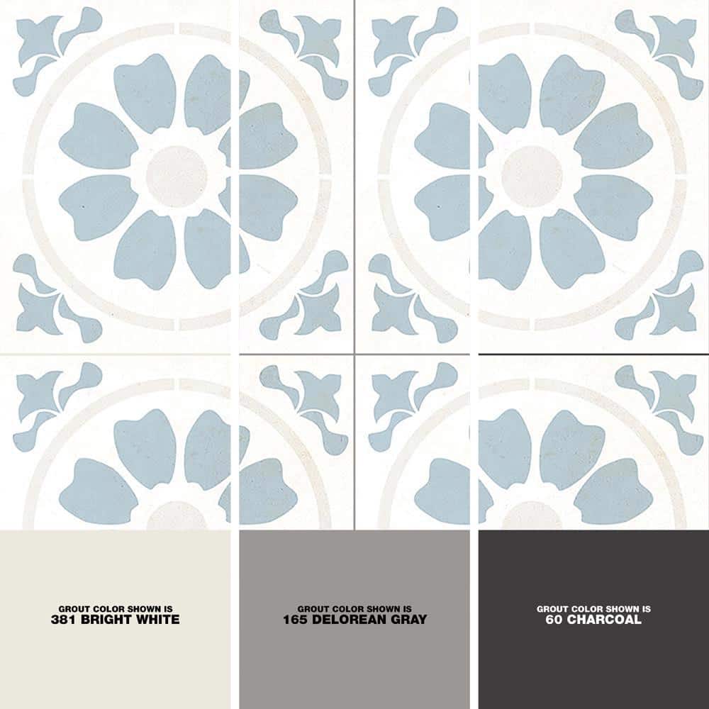 Tamensa 8" x 8" Light Blue and White Matte Porcelain Tile