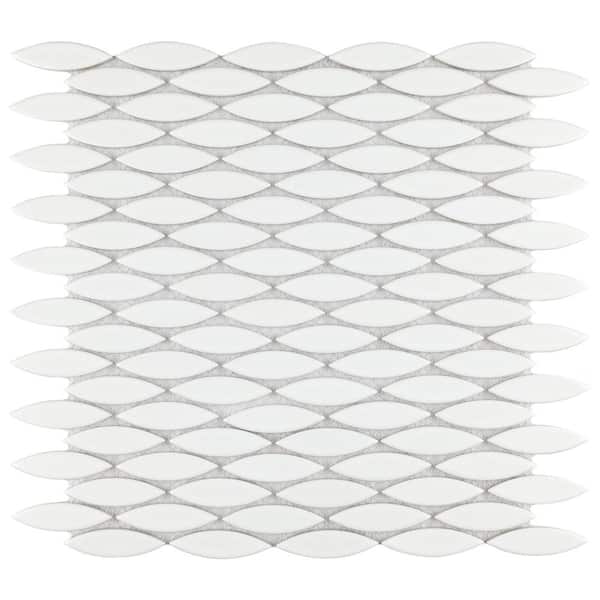 Merola Tile Pescado Glossy Blanco 6 in. x 6 in. Porcelain Mosaic Take Home Tile Sample