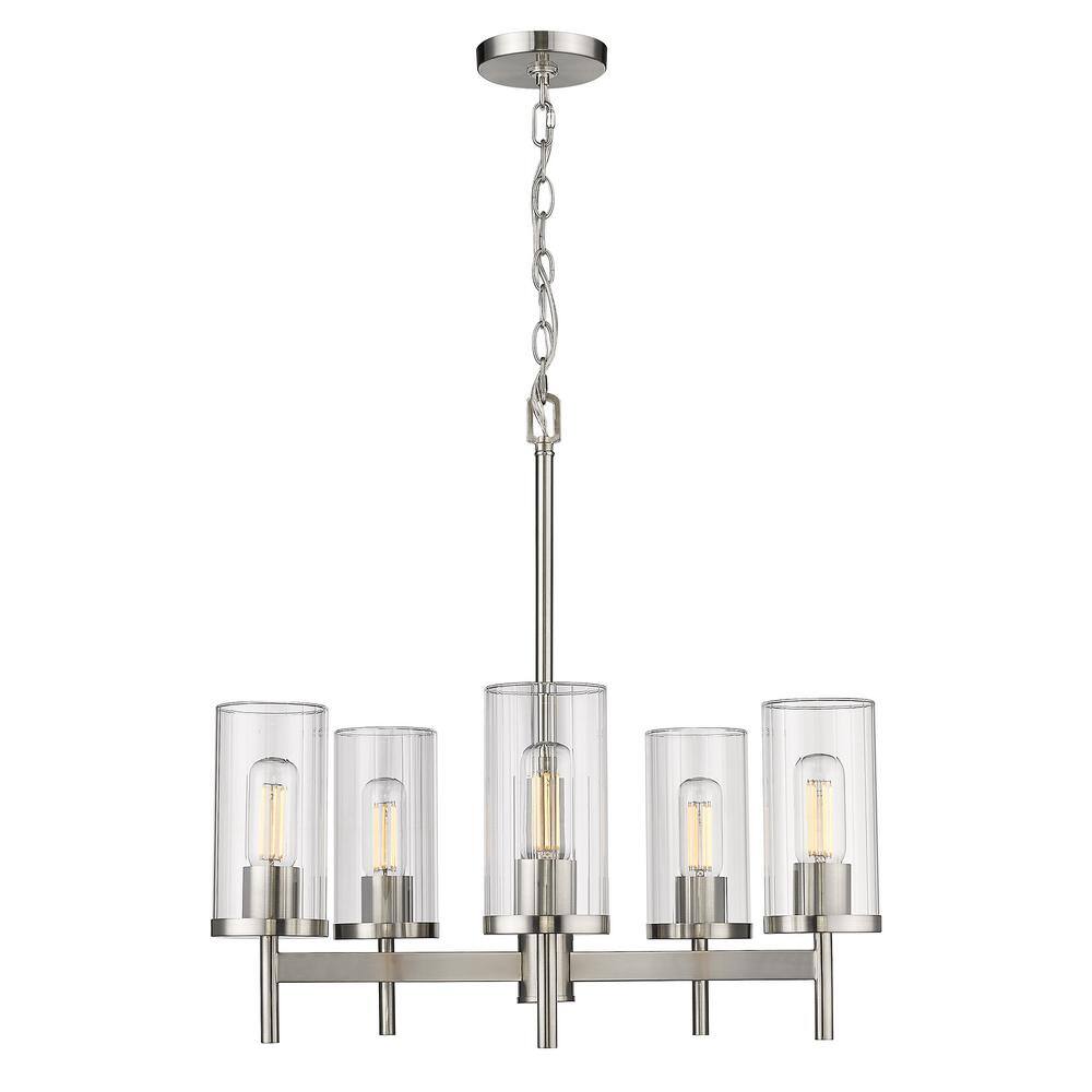 Winslett Pewter 5-Light Chandelier with Clear Glass Shades