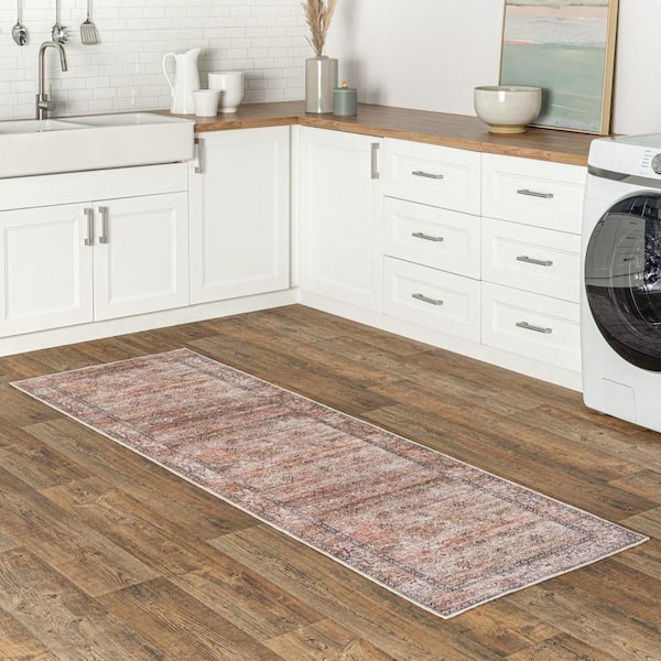 Myrtle Vintage Machine Washable Beige 3 ft. x 8 ft. Runner Rug Area Rug