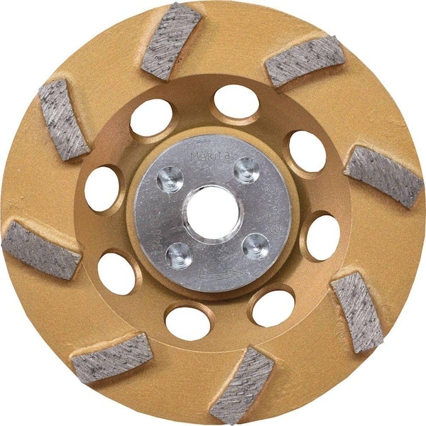 Makita 4-1/2 in. Turbo 8 Segment Diamond Cup Wheel, Low-Vibration, Compatible with Angle Grinders with electronic controller