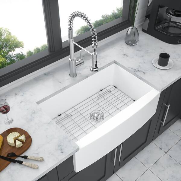 Xzkai 33 in. Farmhouse/Apron-Front Single Bowls Ceramic Kitchen