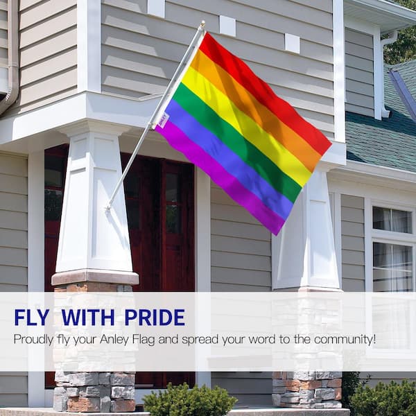 Anley Fly Breeze 3 Ft X 5 Ft Polyester Rainbow Flag 6 Stripes 2 Sided Flag Banner With Brass Grommets And Canvas Header A Flag Rainbow The Home Depot