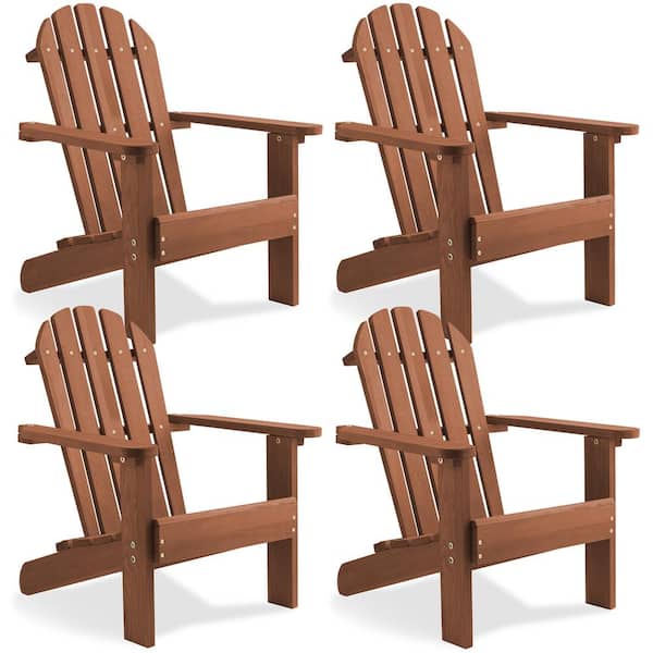 Casafield Espresso Dark Brown Wood Children's Adirondack Chairs, Wooden Kid's Seating (Set of 4)