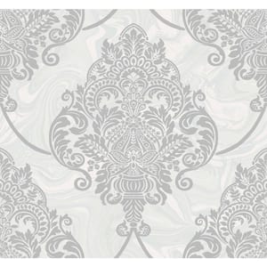 Seabrook Designs Damask Faux Texture Powder Blue, Gray, and Satin Pearl  Paper Strippable Roll (Covers 60.75 sq. ft.) FI71008 - The Home Depot