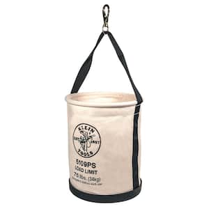 Canvas Bucket, Wide Straight-Wall with Pocket, Swivel Snap, 12-Inch