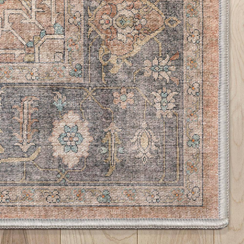 Serene Coral Oriental Easy-Care Polyester 9'10" x 13' Area Rug