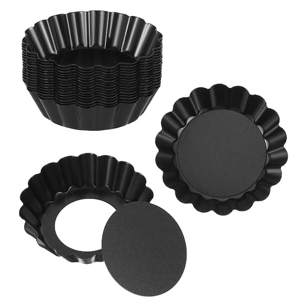 16-Pack Mini Round Carbon Steel Nonstick Egg Tart Molds with Removable Bottom Quiche Pie Pans Bakeware
