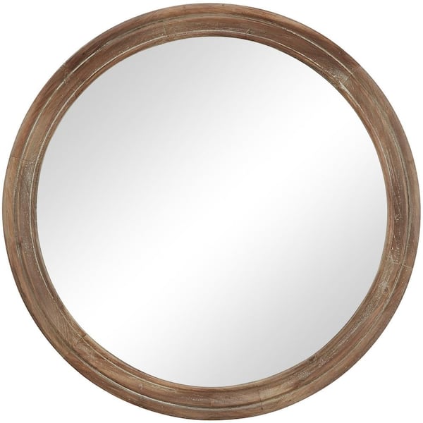 FirsTime & Co. 30 x 1 x 30 in. Brown Clybourne Farmhouse Round Mirror