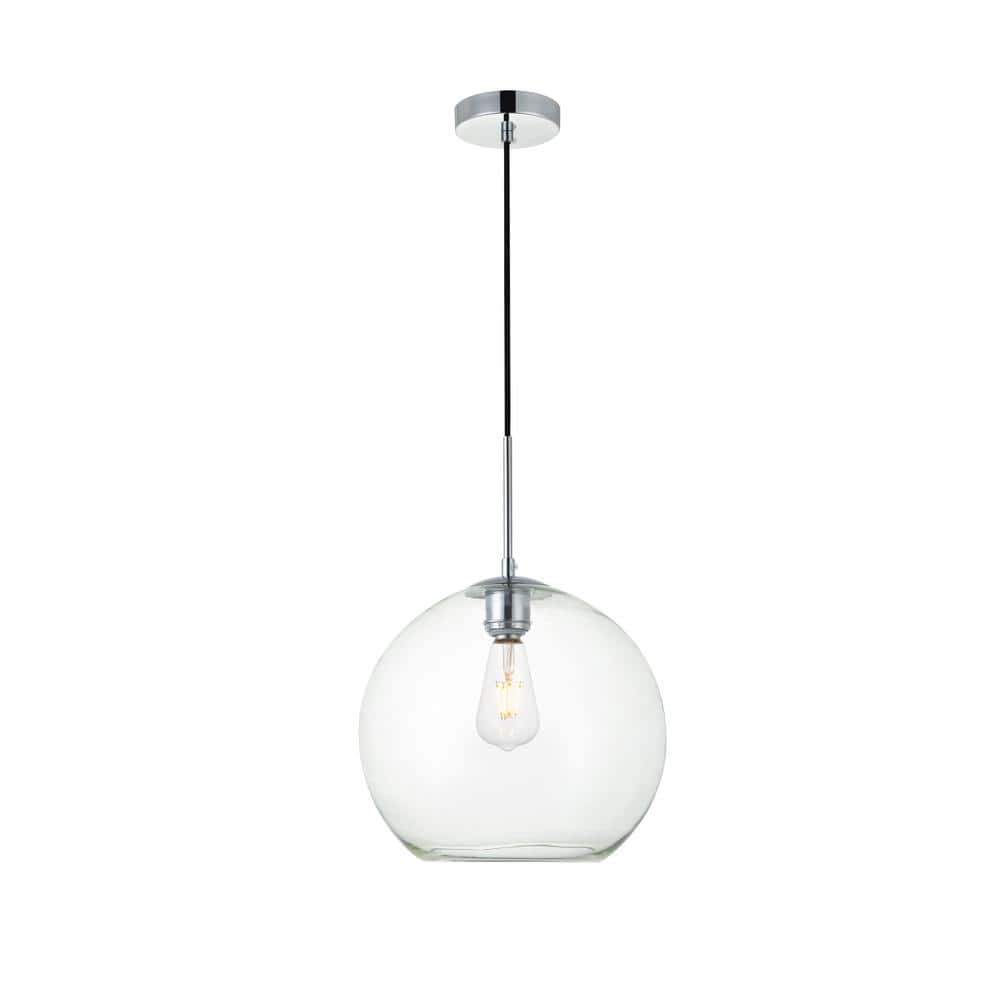 Timeless Home Blake 1-Light Chrome Pendant with 11.8 in. W x 10.6 in. H Cle