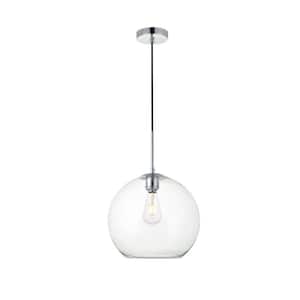 Timeless Home Blake 1-Light Chrome Pendant with 11.8 in. W x 10.6 in. H Clear Glass Shade