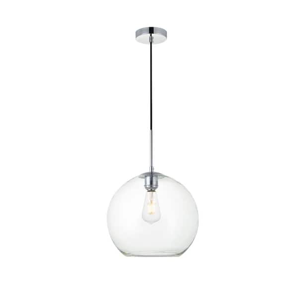 Unbranded Timeless Home Blake 1-Light Chrome Pendant with 11.8 in. W x 10.6 in. H Clear Glass Shade