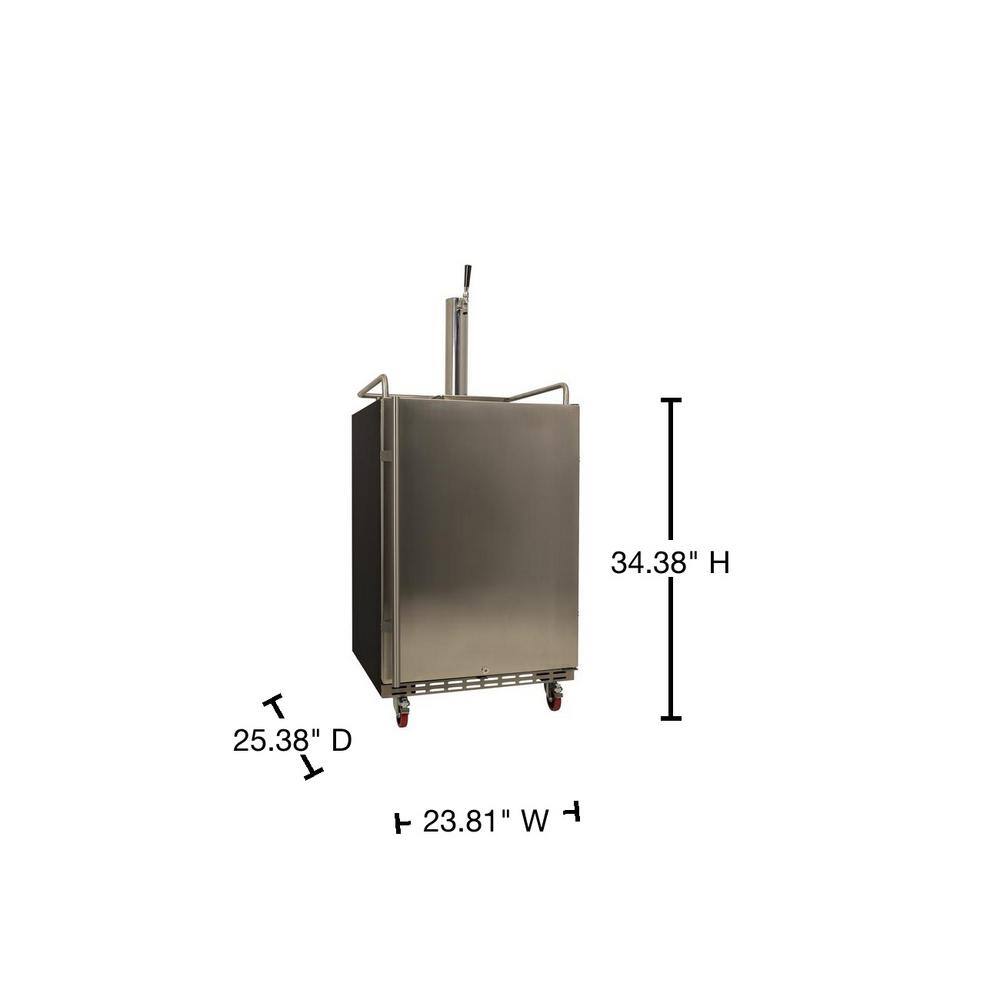 Stainless Steel Single Tap Built-In Kegerator with Reversible Door