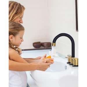 8 in. Widespread Bathroom Sink Faucet with 2-Handles in Gold and Black