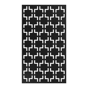 Decorative Outdoor Metal Privacy Screen Panel Checkered Pattern in Black