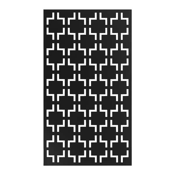 Decorative Outdoor Metal Privacy Screen Panel Checkered Pattern in Black