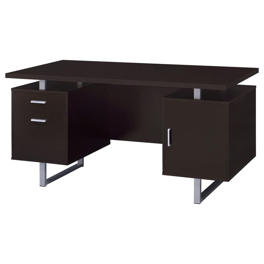 Cappuccino Contemporary 60'' Executive Desk with Filing Cabinet