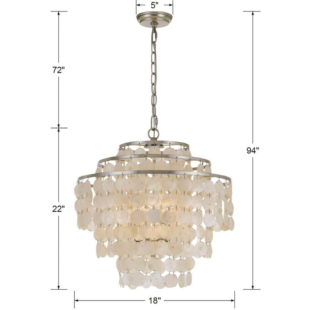 Antique Silver Mini 4-Light Crystal Candle Chandelier