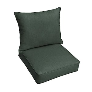 22.5 x 22.5 x 22 Deep Seating Indoor/Outdoor Pillow and Cushion Chair Set in Sunbrella Cast Ivy