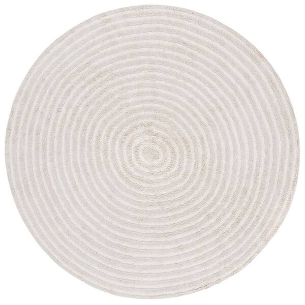 SAFAVIEH Easy Care Gray/Ivory 6 ft. x 6 ft. Machine Washable High-Low Swirl Solid Round Area Rug